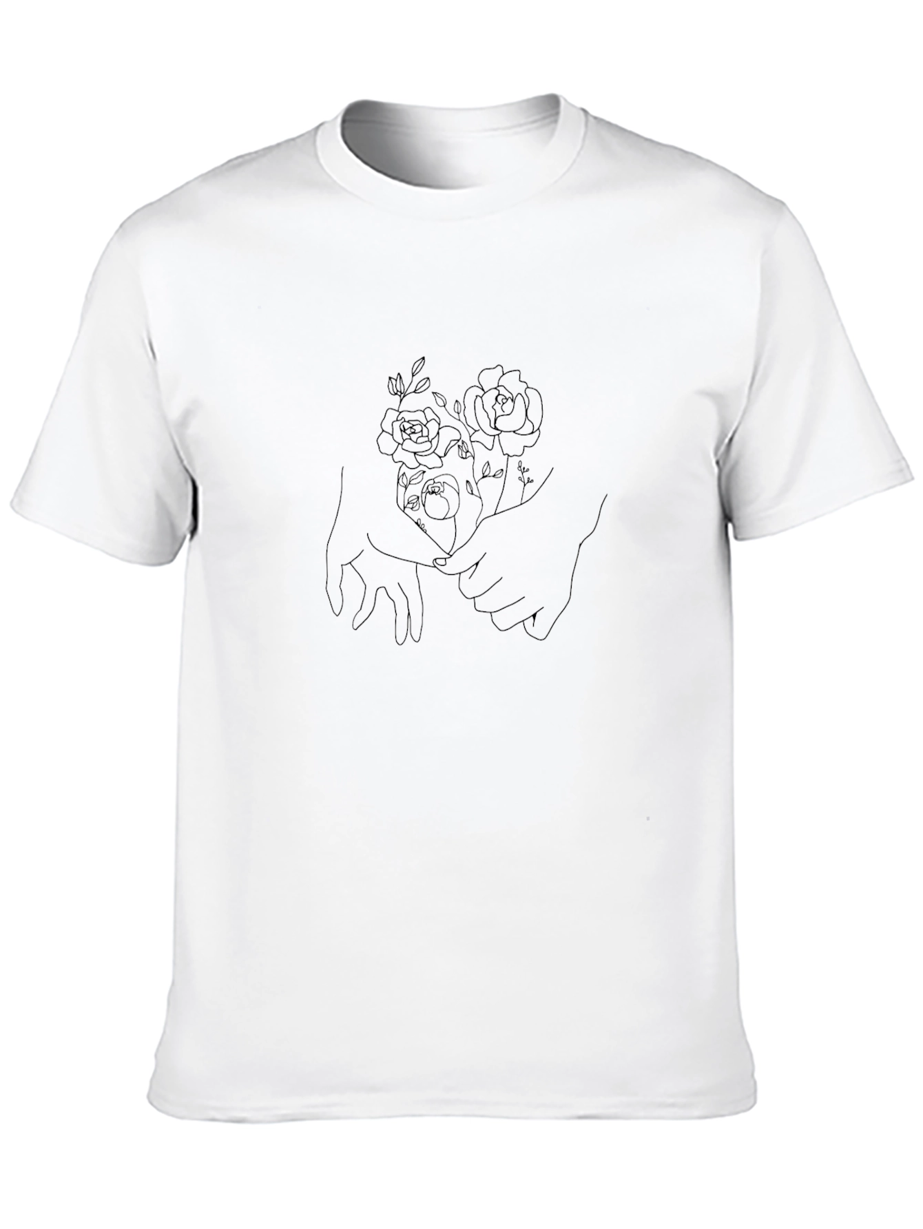 Floral Hand Holding Graphic Tee - Black
