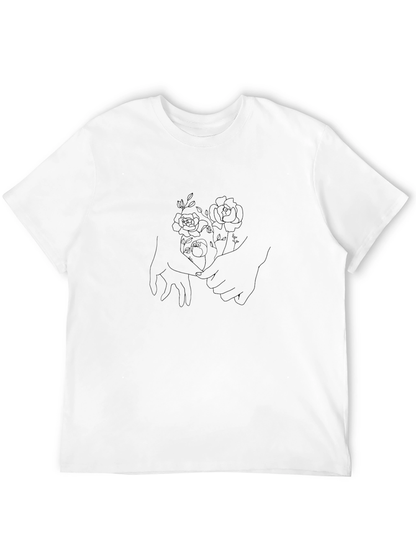 Floral Hand Holding Graphic Tee - Black