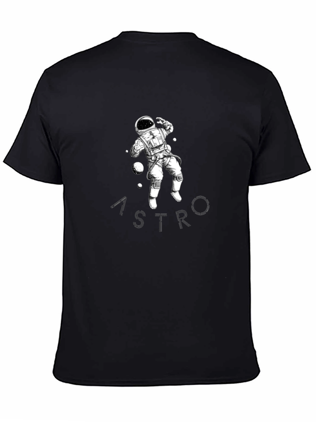 Astronaut Graphic Print Black T-Shirt
