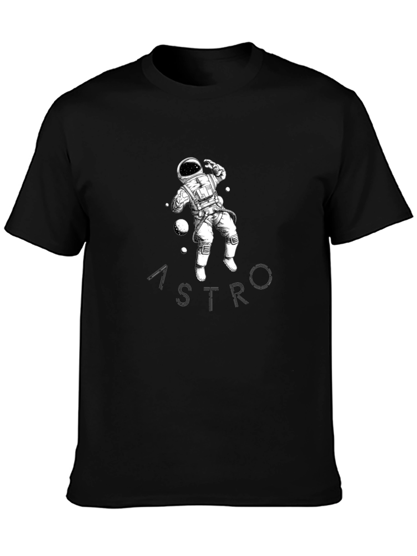 Astronaut Graphic Print Black T-Shirt