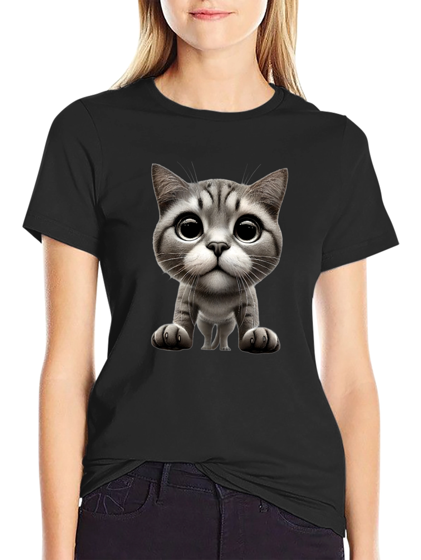 Cute Cartoon Cat Graphic Tee - Unisex