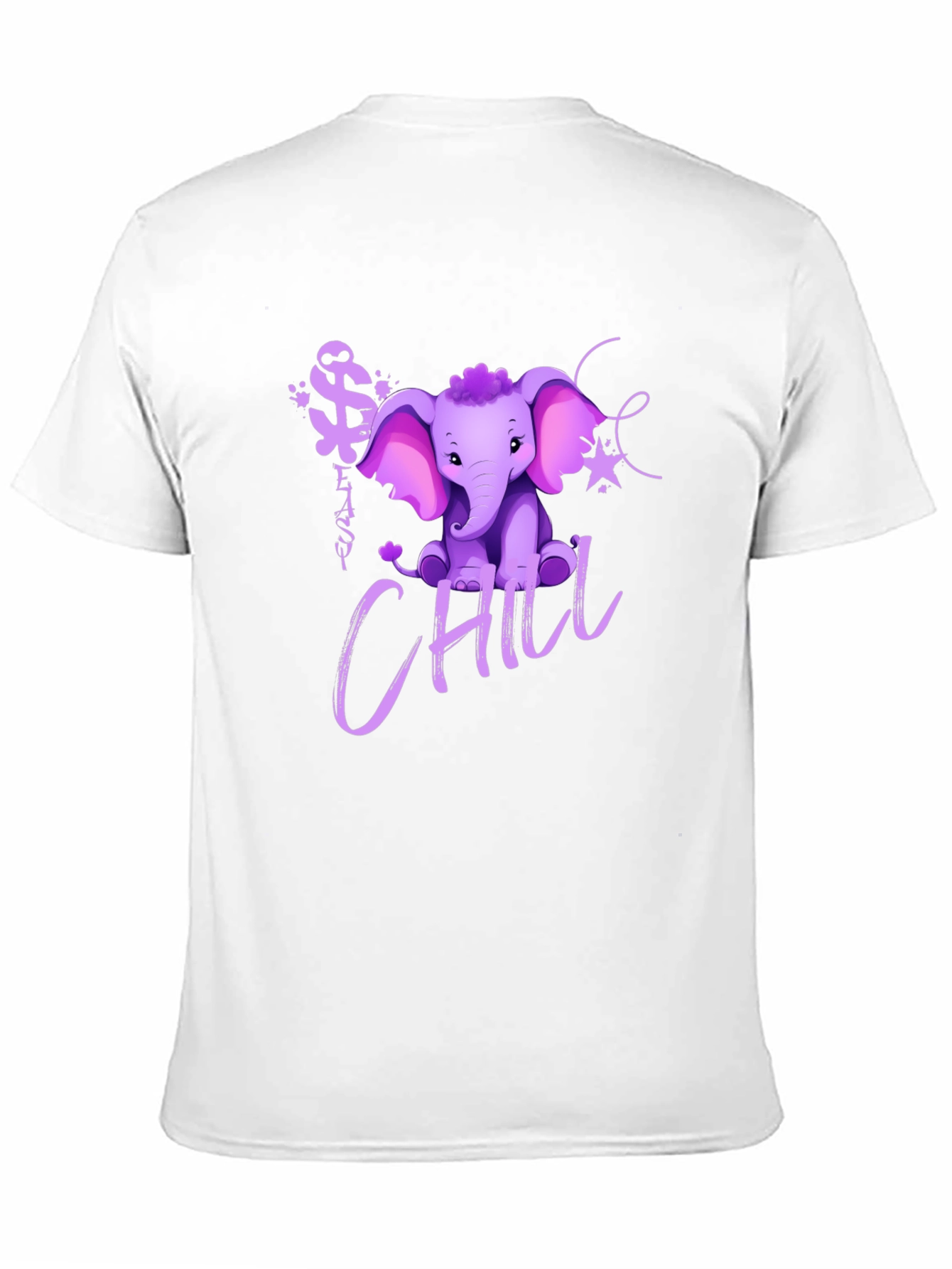 Cute Elephant Chill Graphic Print Black T-Shirt