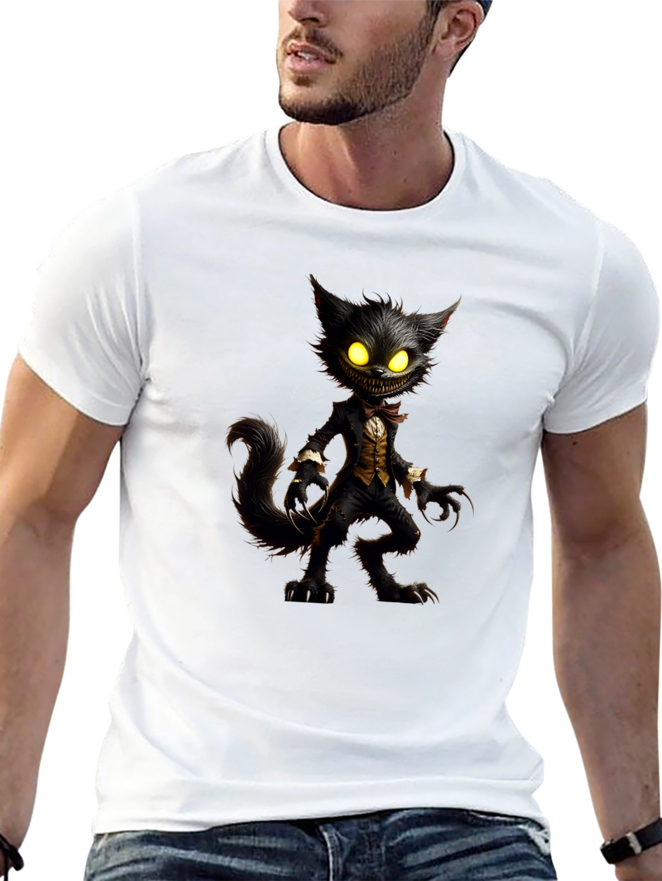 Creepy Cat T-Shirt - Unique Graphic Tee