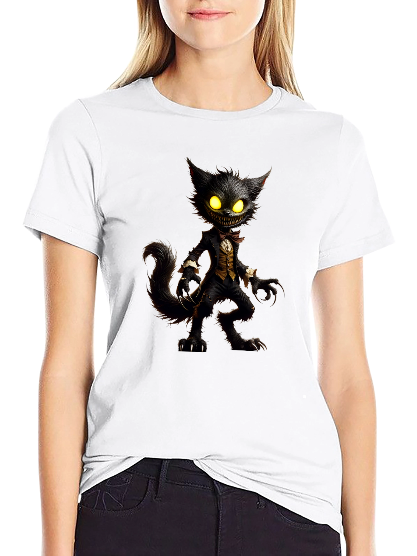 Creepy Cat T-Shirt - Unique Graphic Tee