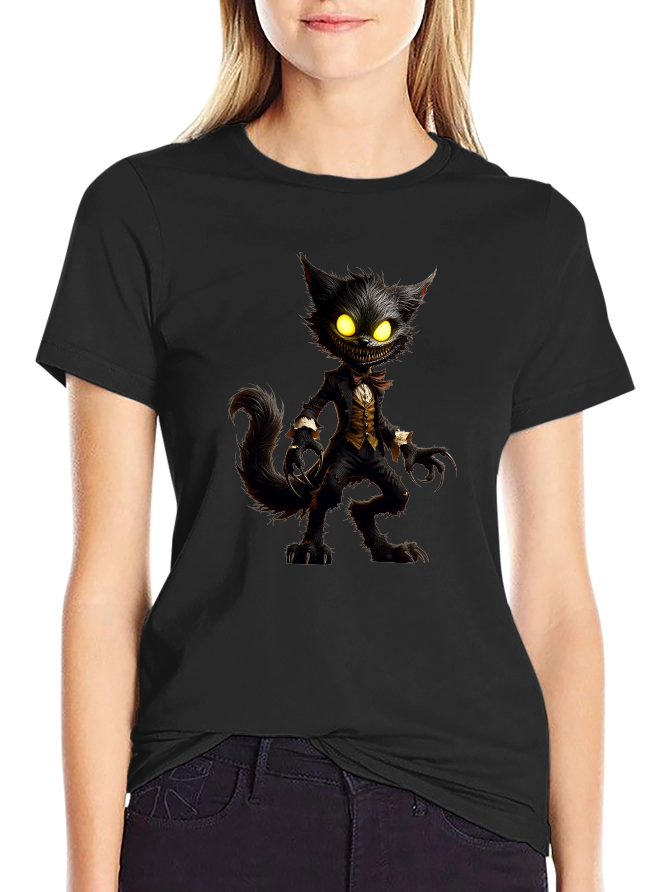 Creepy Cat T-Shirt - Unique Graphic Tee