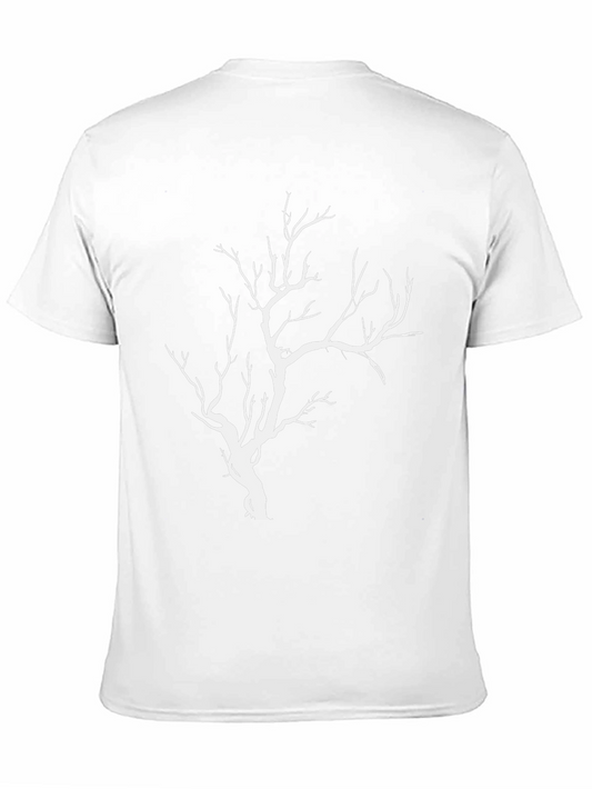 Mens Black T-Shirt with White Tree Graphic