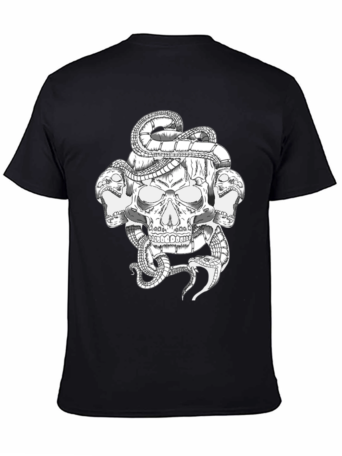 Skull & Snake Graphic T-Shirt - Bold Black Tee