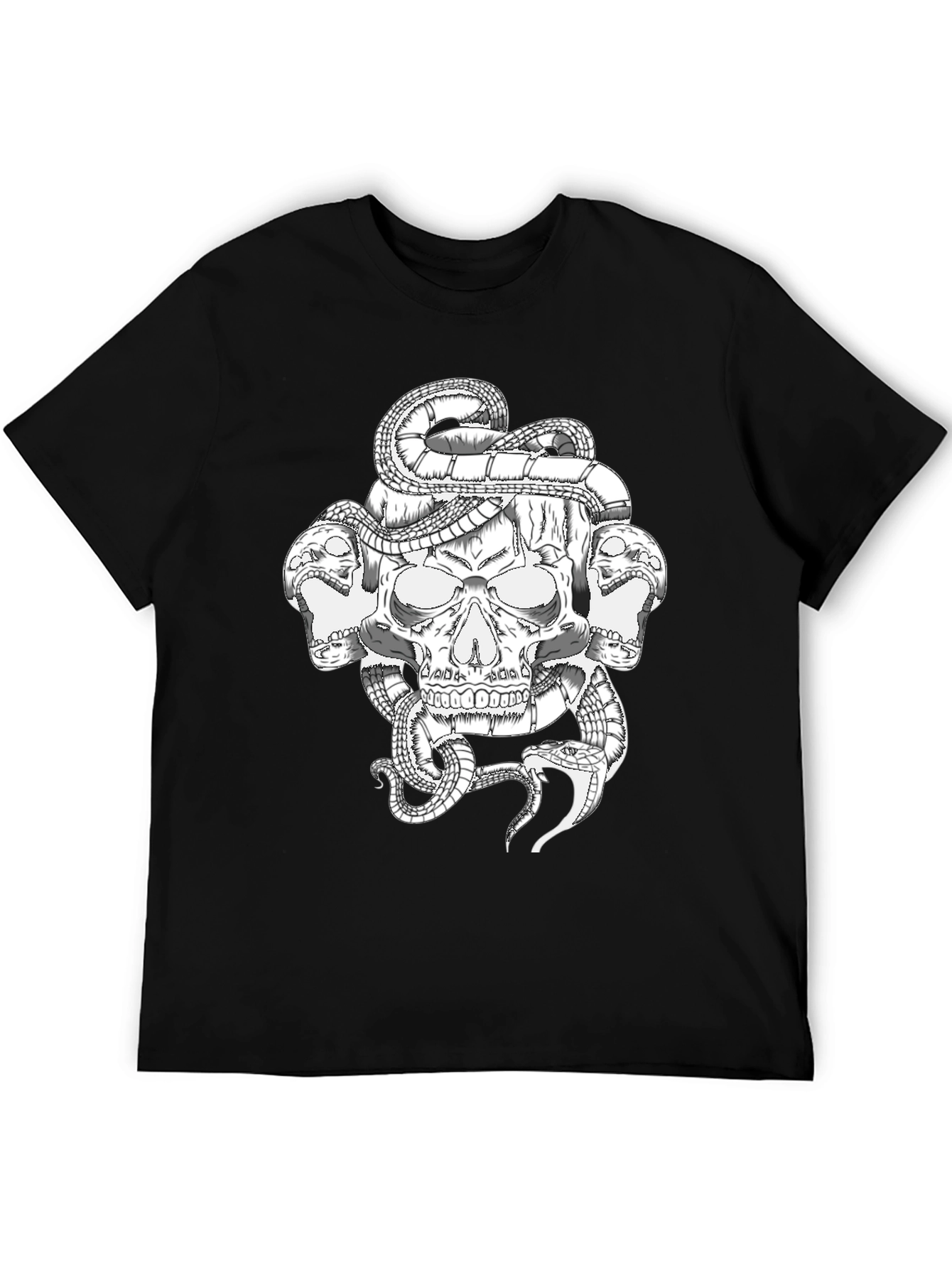 Skull & Snake Graphic T-Shirt - Bold Black Tee