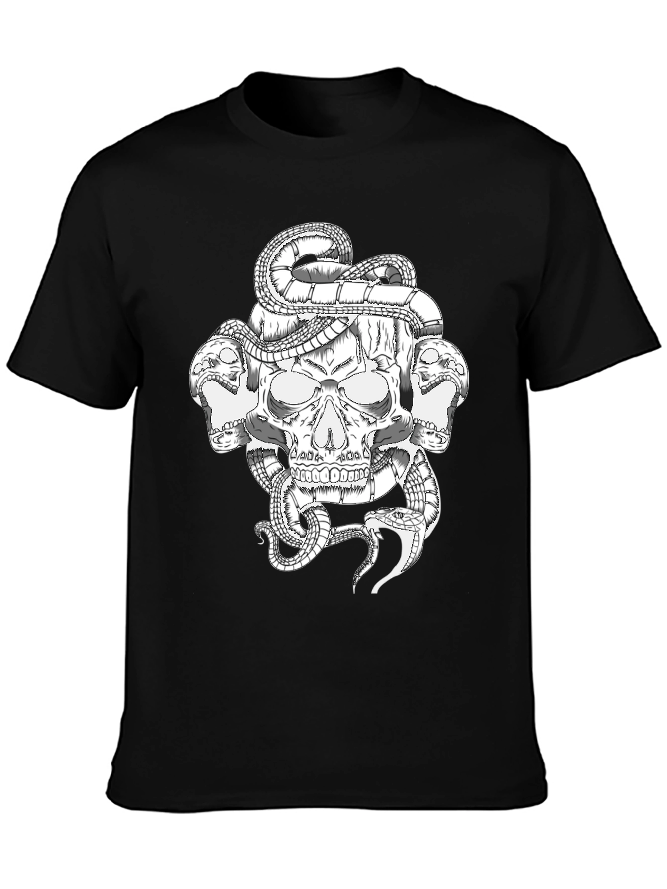 Skull & Snake Graphic T-Shirt - Bold Black Tee
