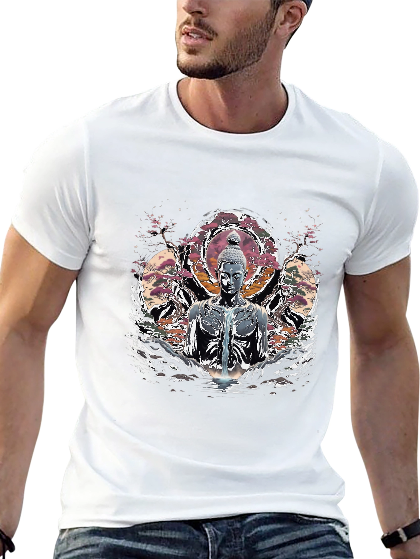Buddha Graphic Print Black T-Shirt