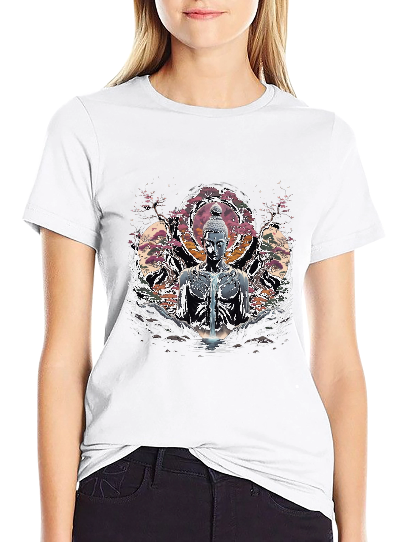 Buddha Graphic Print Black T-Shirt