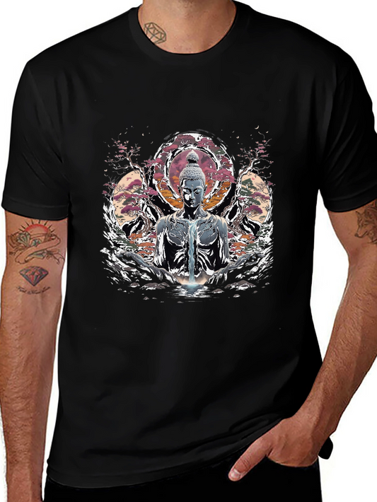 Buddha Graphic Print Black T-Shirt