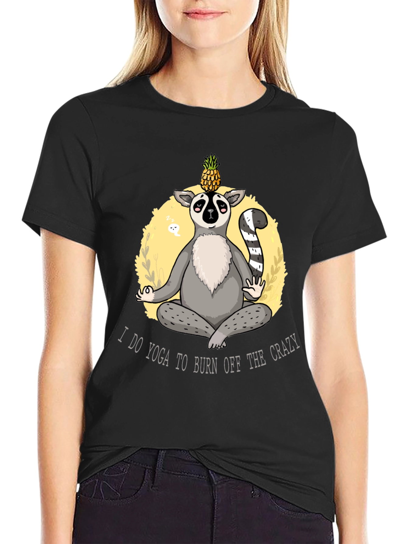 Yoga Lemur Mens Black T-Shirt