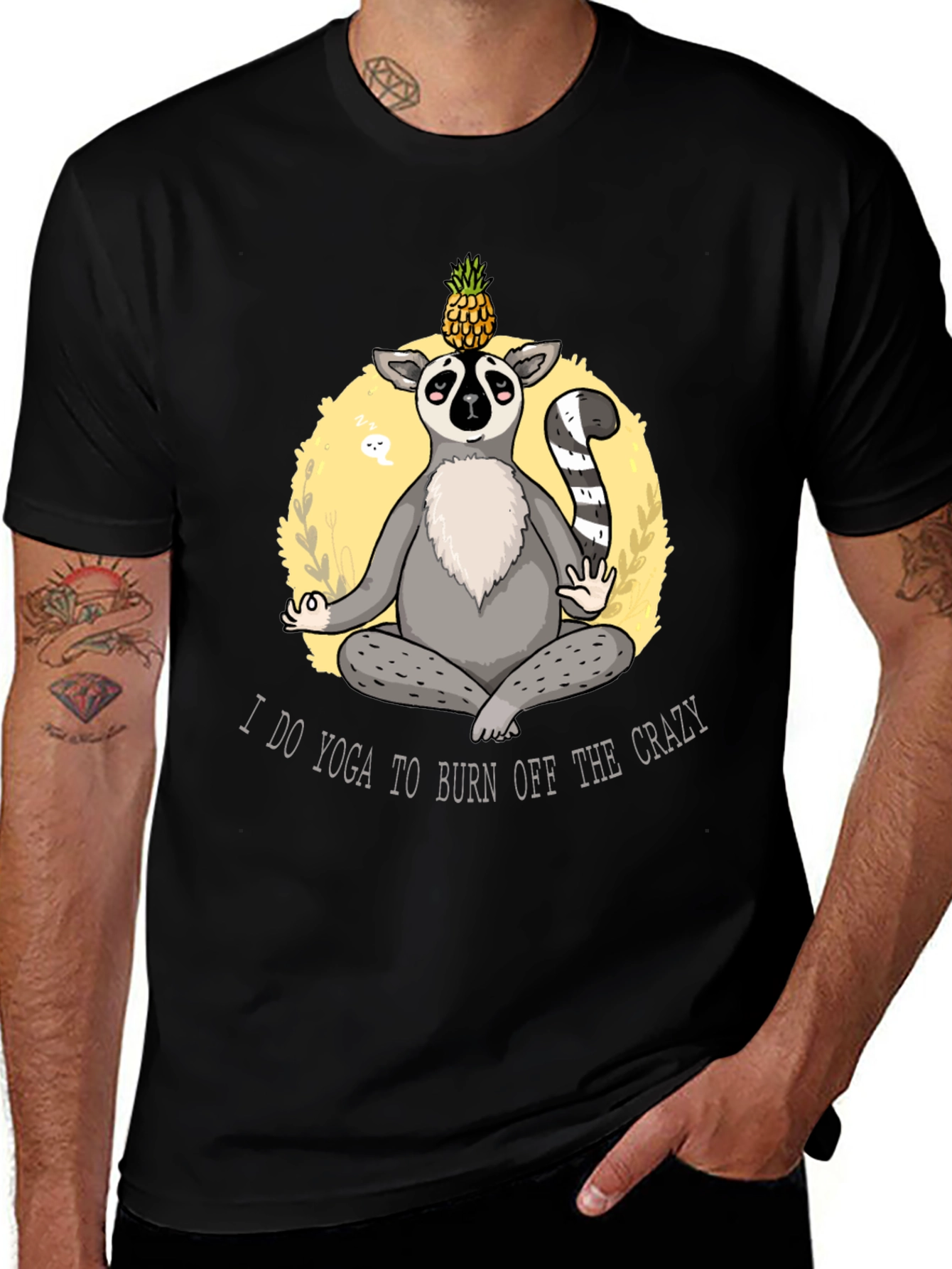 Yoga Lemur Mens Black T-Shirt