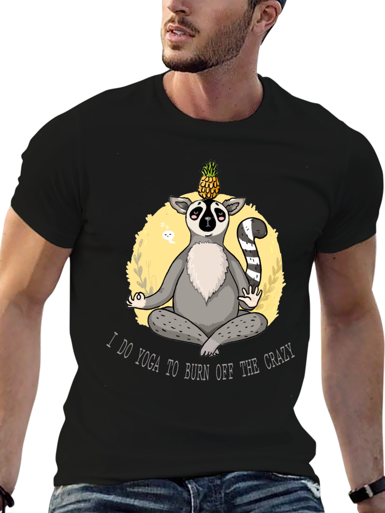 Yoga Lemur Mens Black T-Shirt
