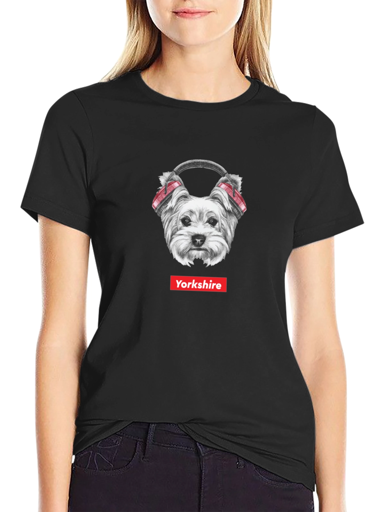 Yorkshire Dog Headphone T-Shirt - Cool Graphic Tee