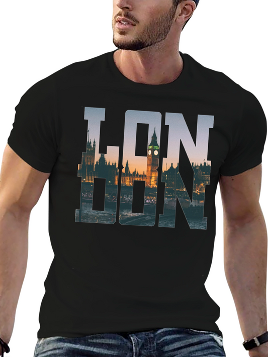 London Skyline Graphic Tee - Mens Black T-Shirt