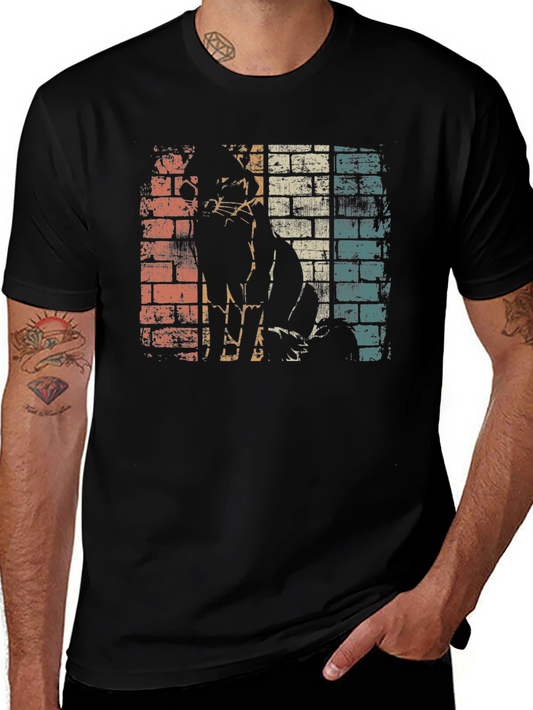 Vintage Cat Brick Wall Graphic Tee