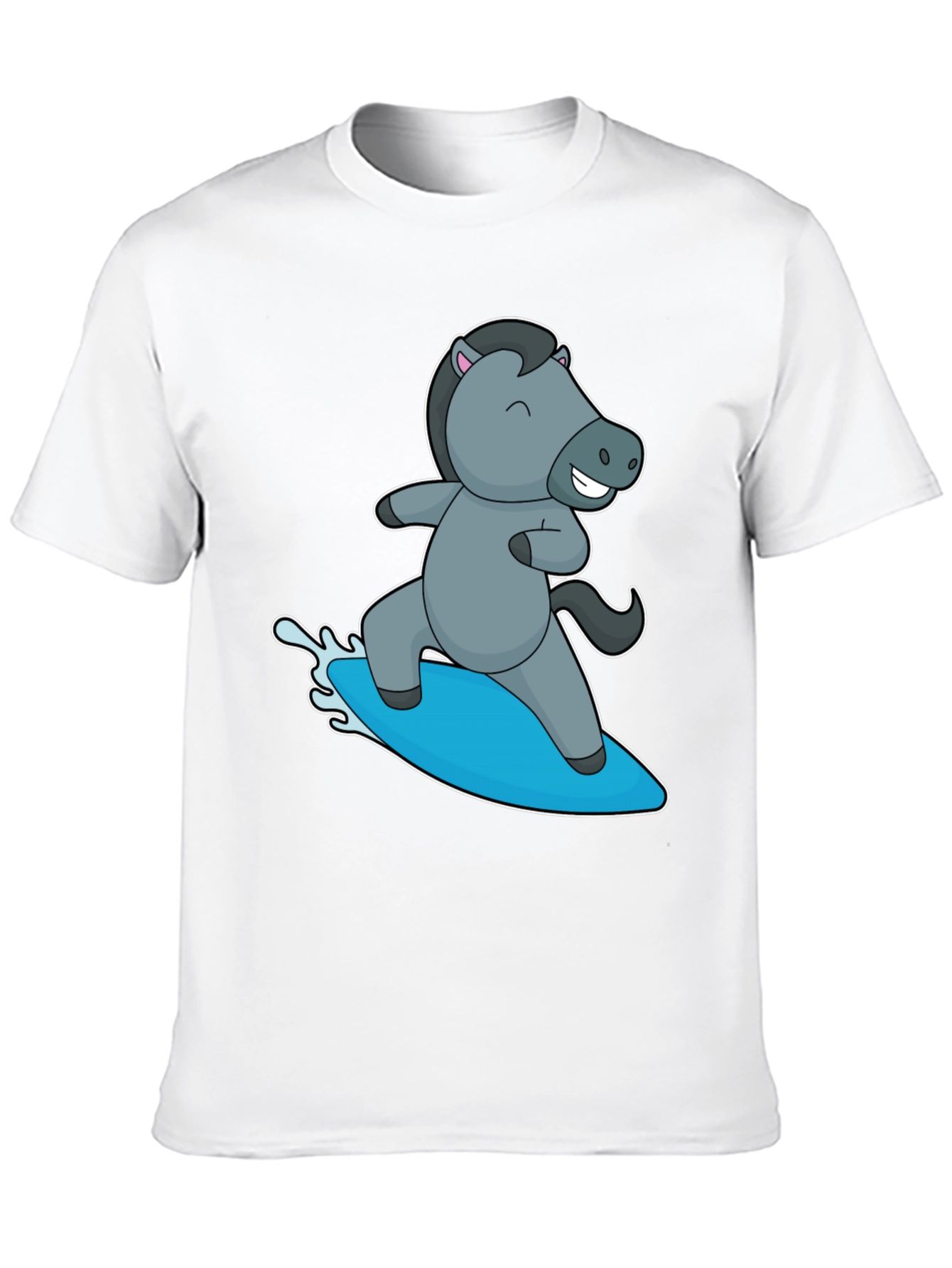 Surfing Horse Graphic T-Shirt - Black