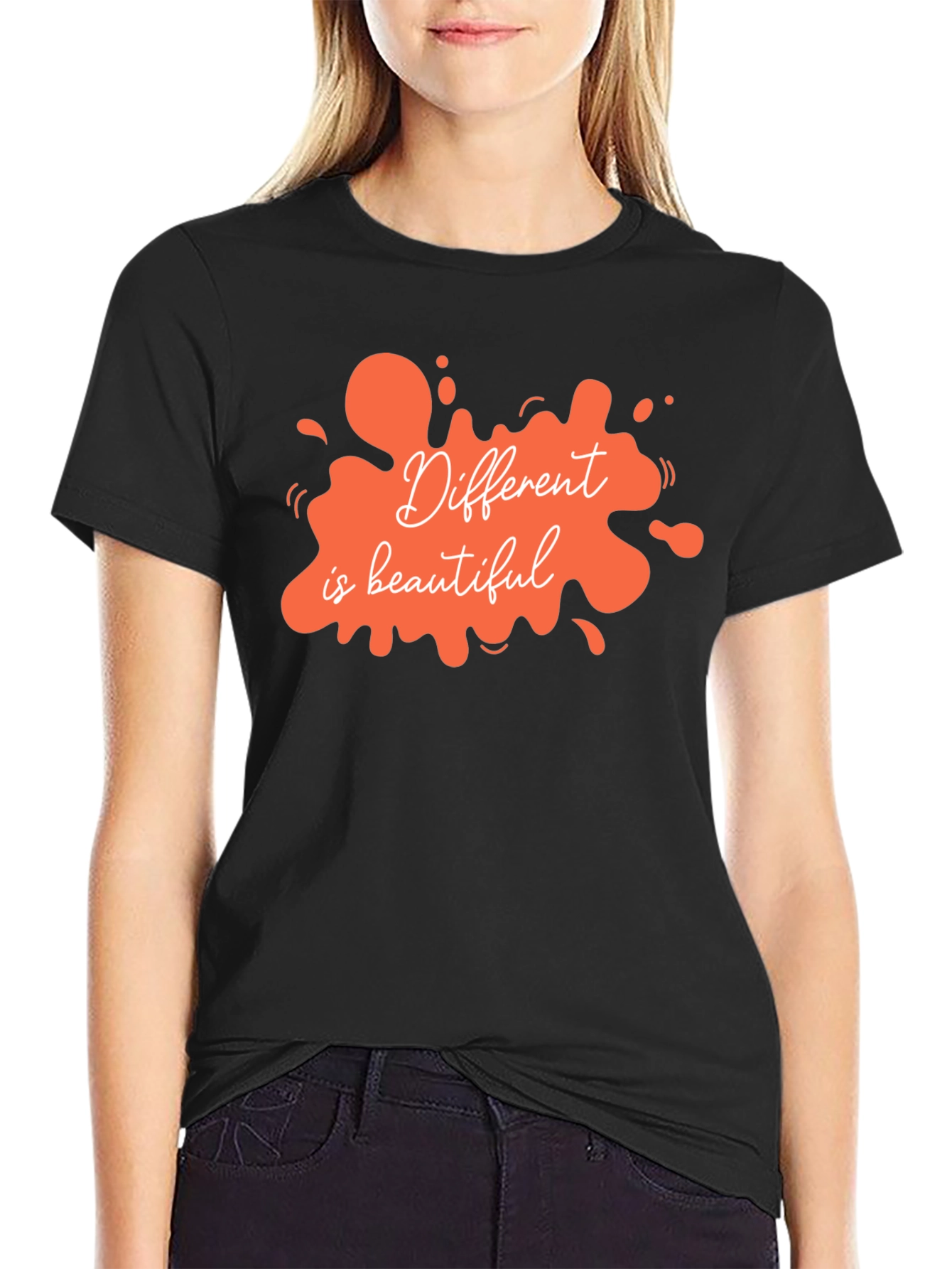 Unique Different is Beautiful Graphic Tee - Black