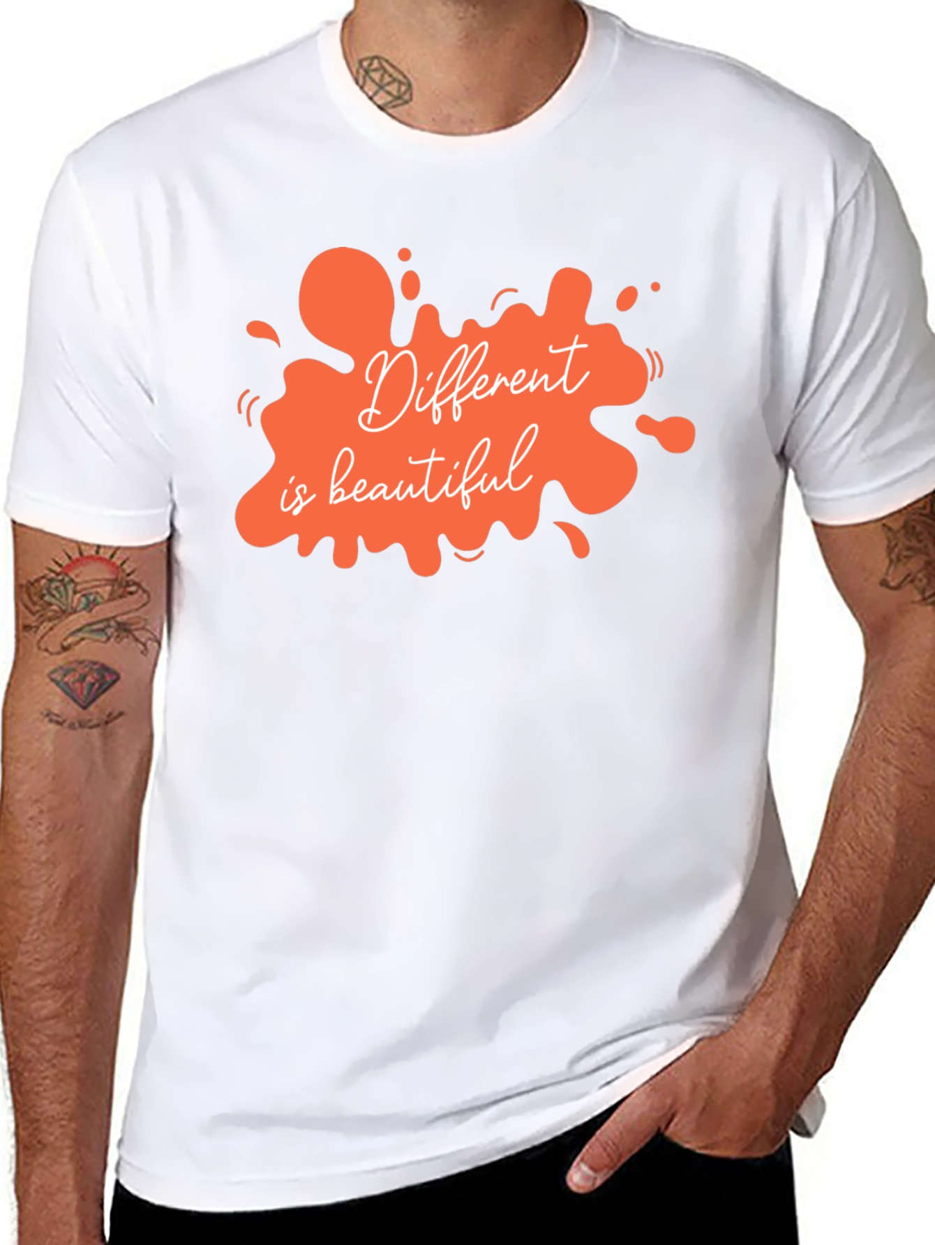 Unique Different is Beautiful Graphic Tee - Black