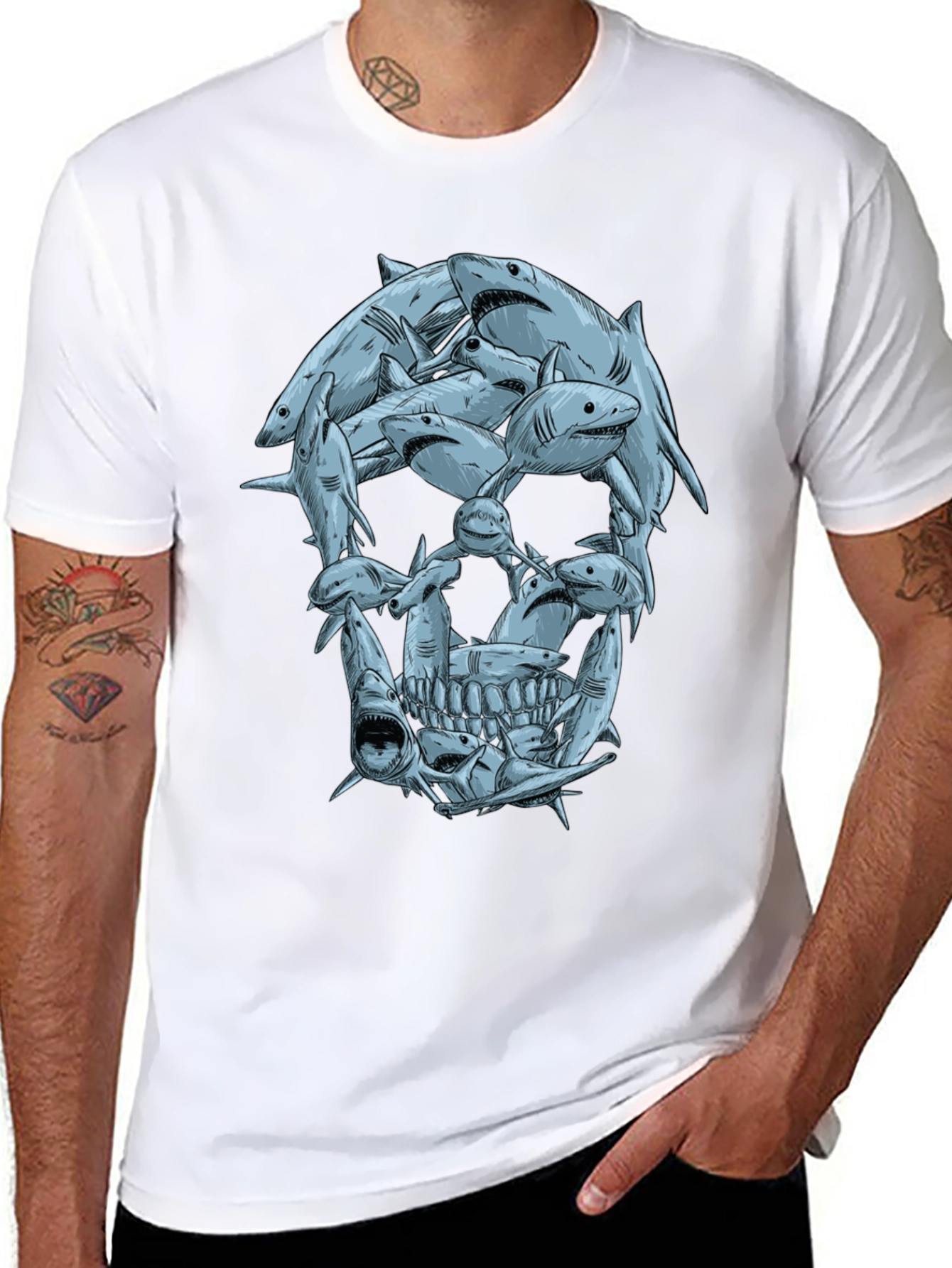Shark Skull Graphic Tee - Mens Black T-Shirt