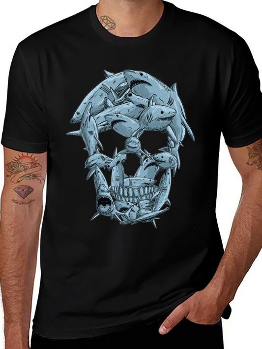 Shark Skull Graphic Tee - Mens Black T-Shirt