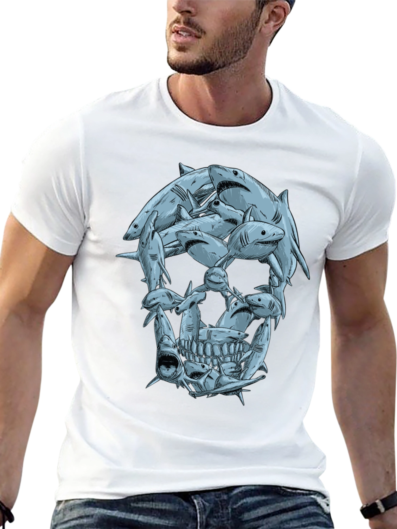 Shark Skull Graphic Tee - Mens Black T-Shirt