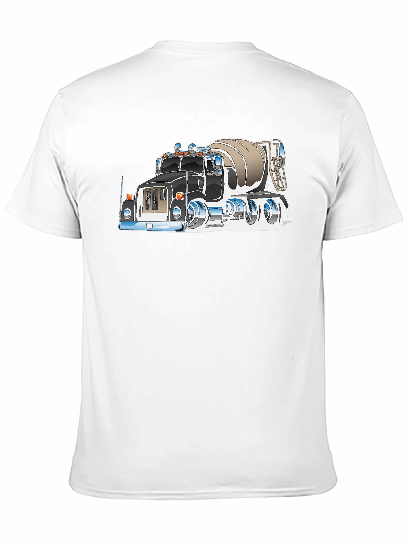 Cement Truck Graphic Tee - Black Cotton Blend T-Shirt