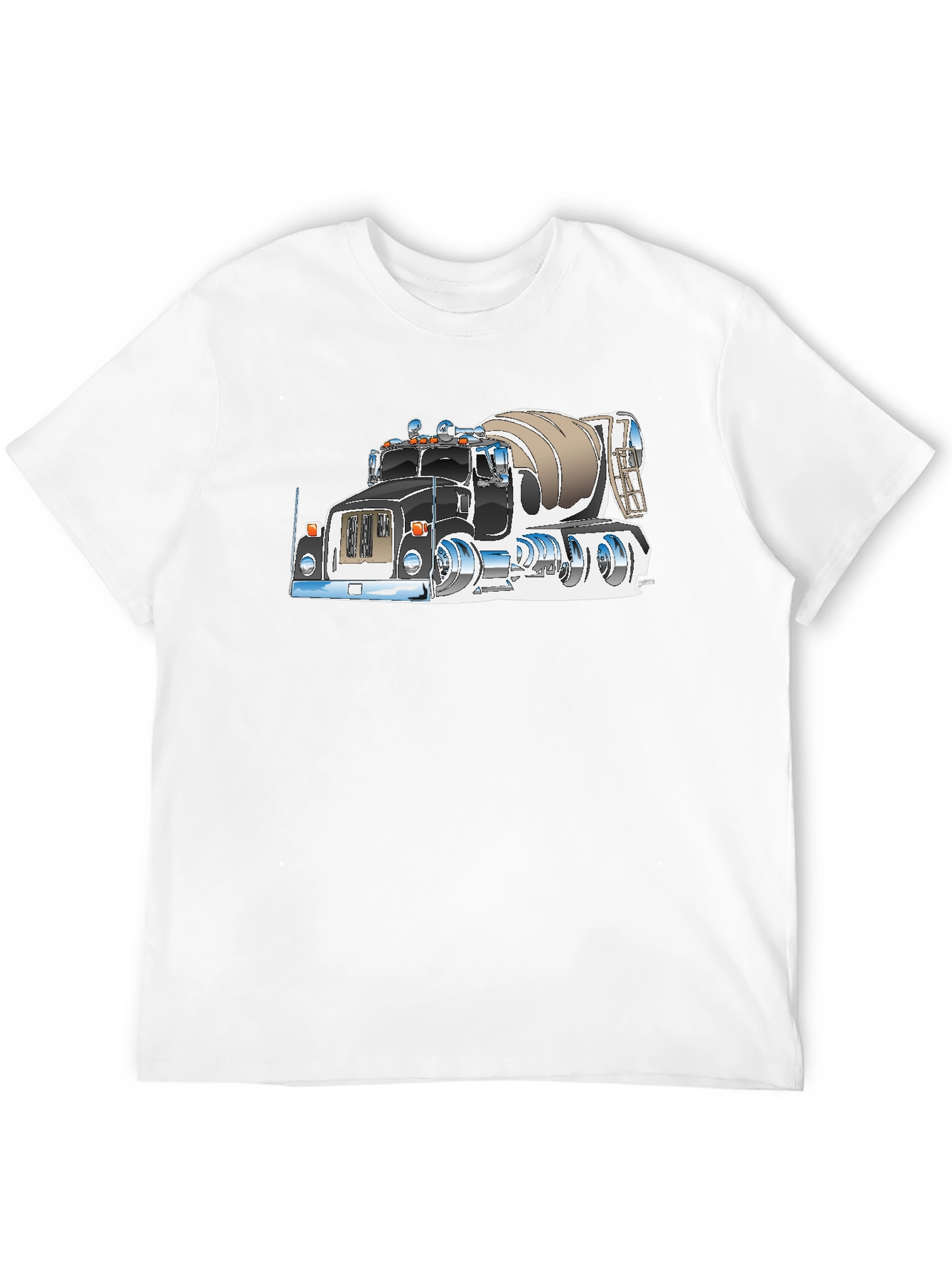 Cement Truck Graphic Tee - Black Cotton Blend T-Shirt