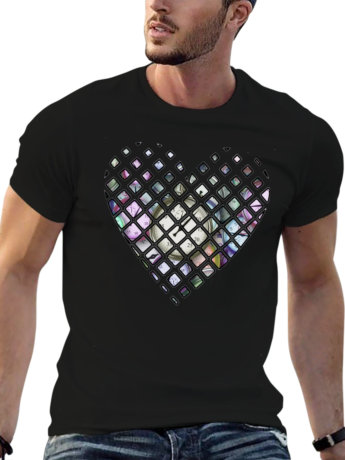 Heart Clockwork Graphic T-Shirt - Black