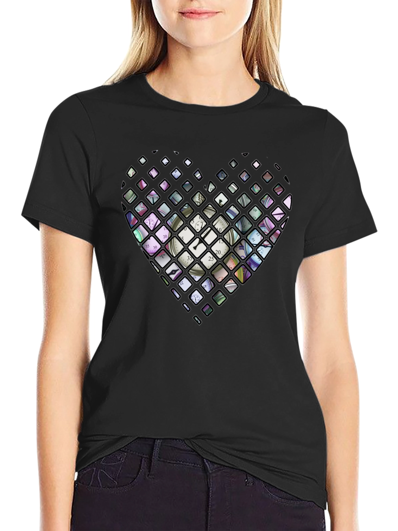 Heart Clockwork Graphic T-Shirt - Black