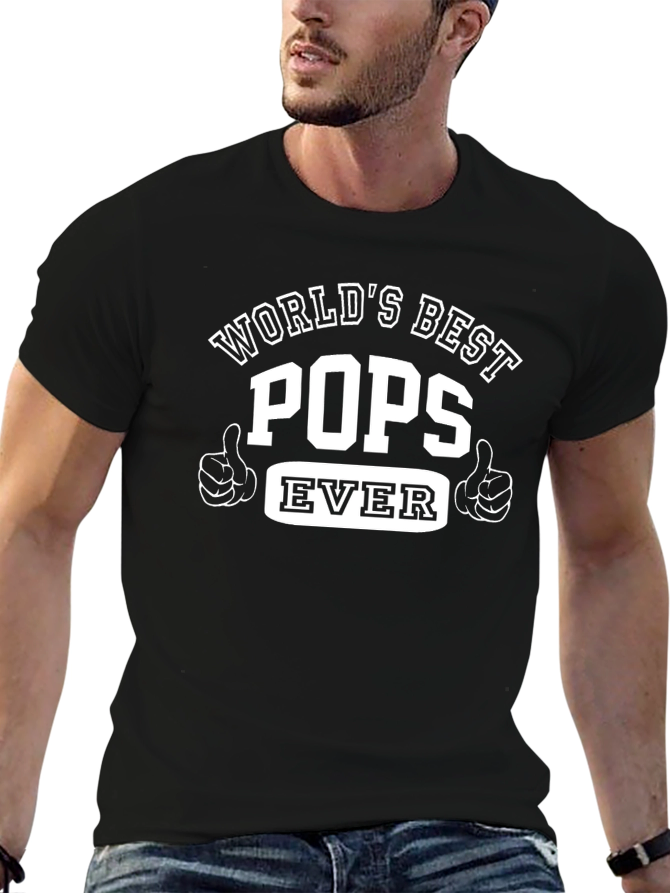 Worlds Best Pops Ever Black Graphic Tee