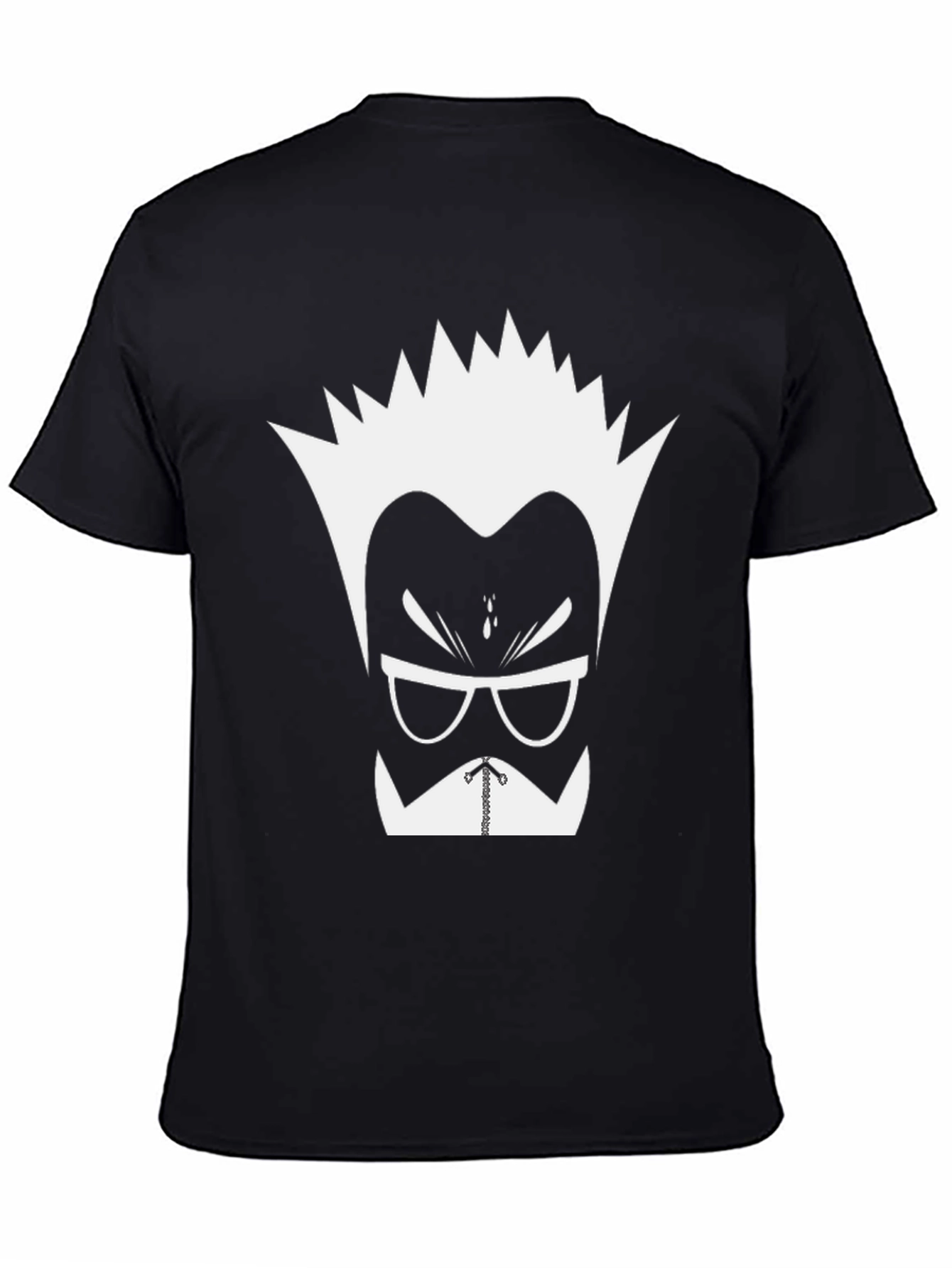 Mens Black Graphic Tee - Cartoon Mad Scientist Design