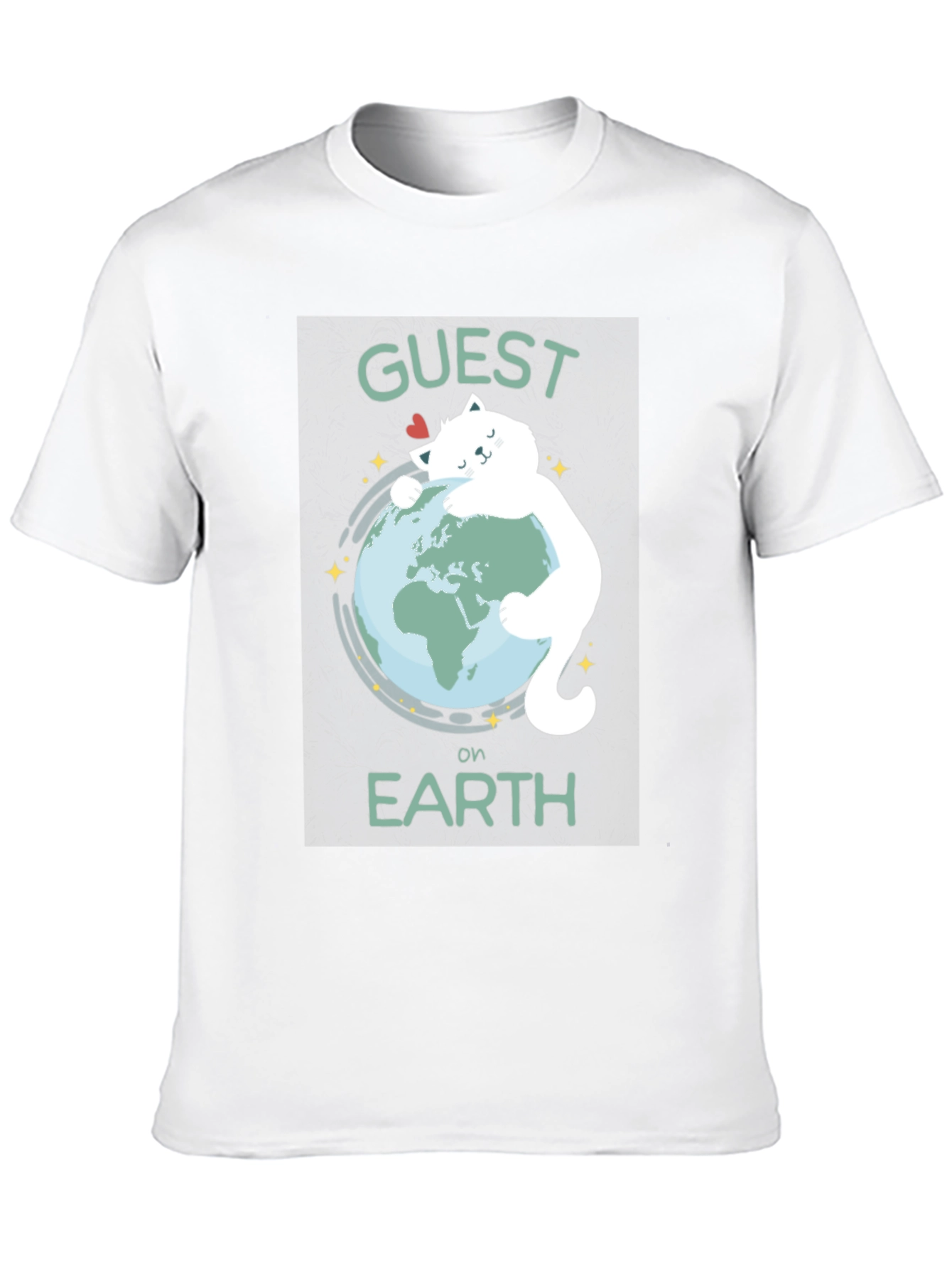 Guest on Earth T-Shirt - Cat Hugging Globe Tee