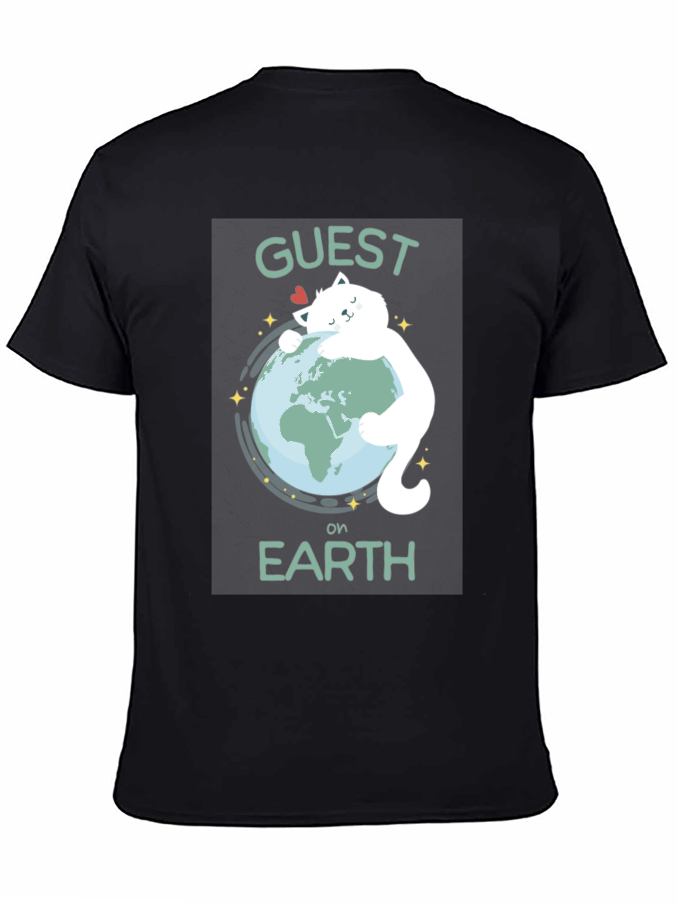 Guest on Earth T-Shirt - Cat Hugging Globe Tee
