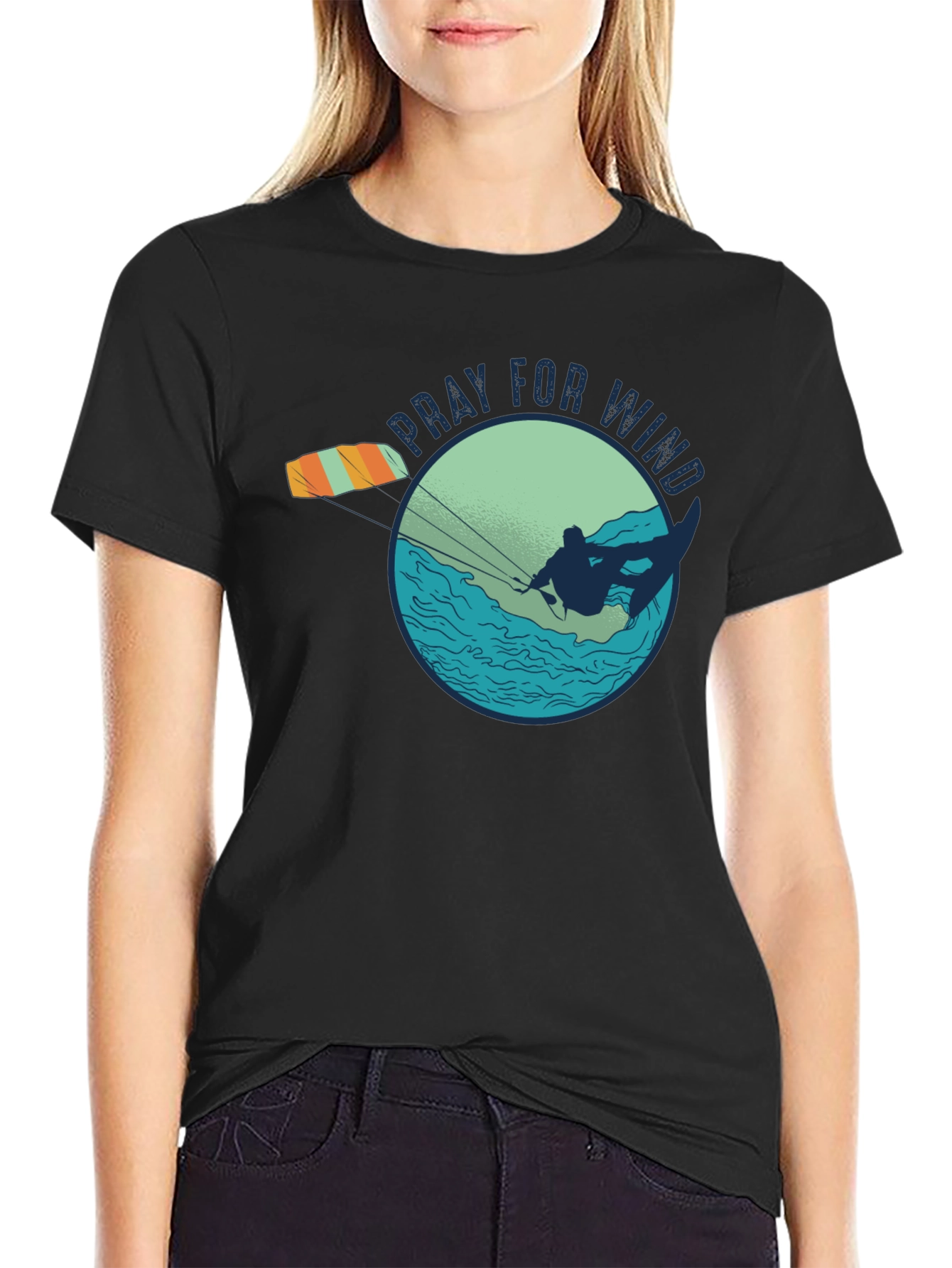 Pray For Wind Kiteboarding Graphic Tee
