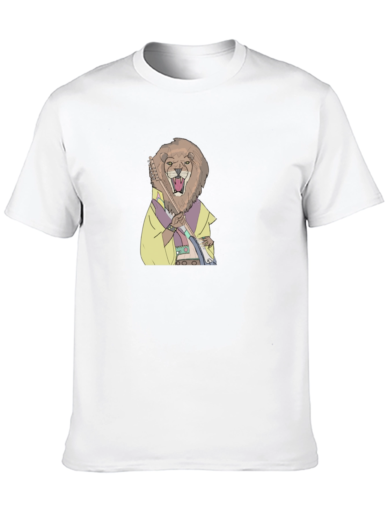 Lion Musician Graphic Print T-Shirt