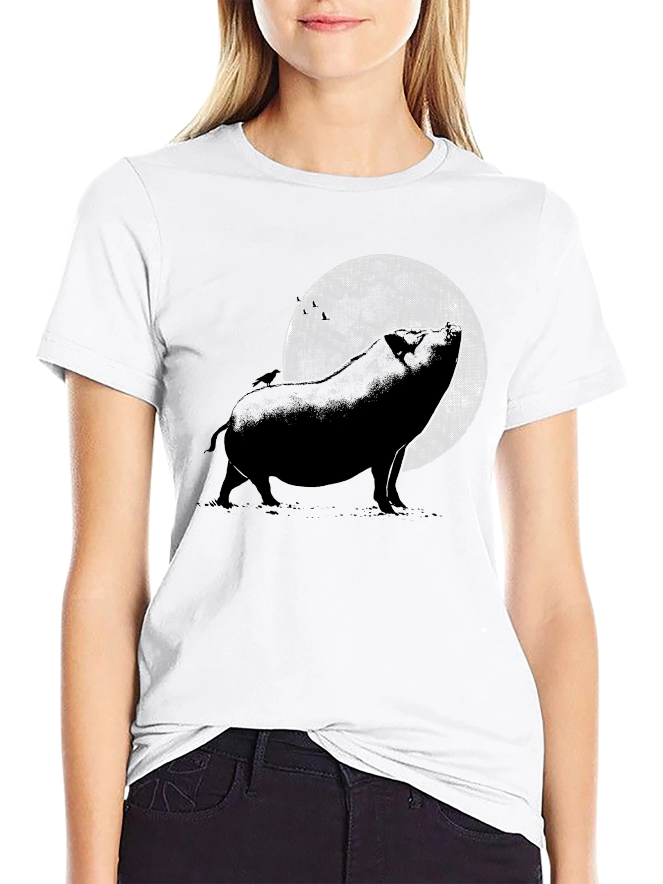 Pig Howling at the Moon Graphic Tee