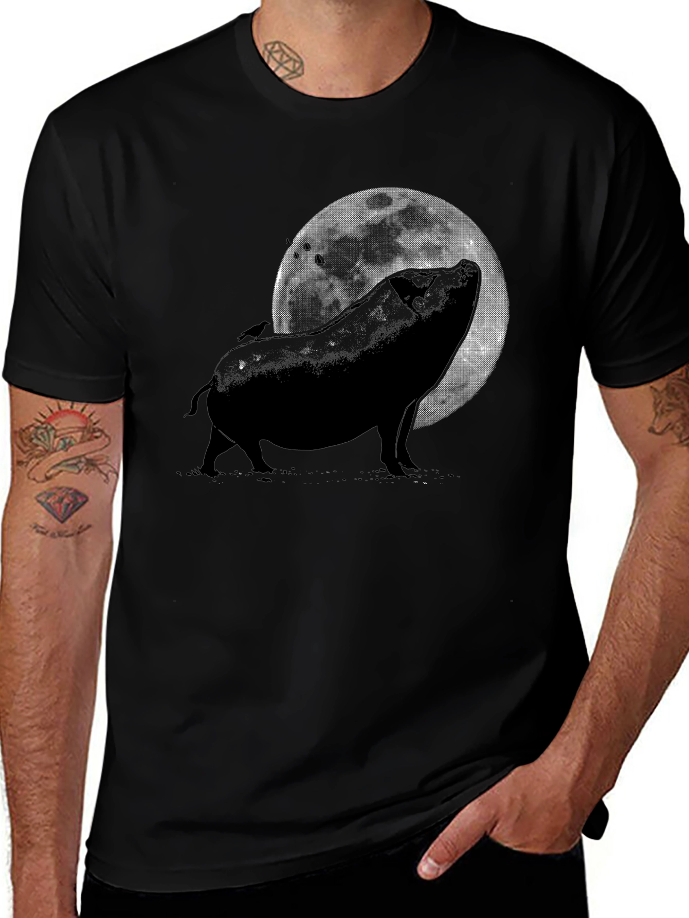 Pig Howling at the Moon Graphic Tee