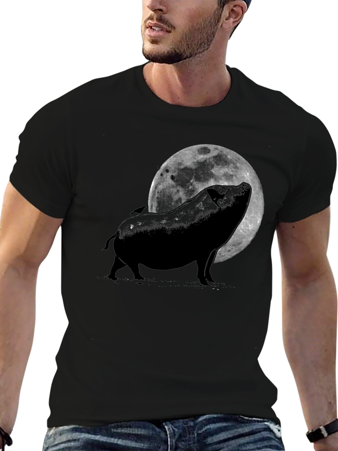 Pig Howling at the Moon Graphic Tee
