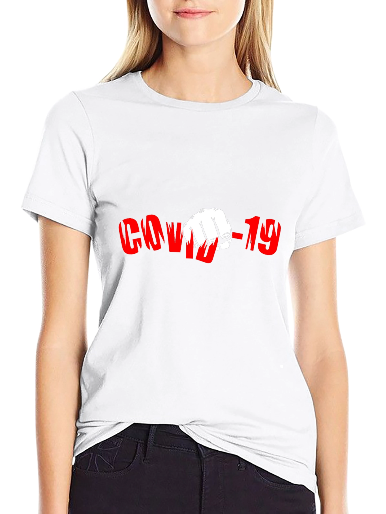 COVID-19 Punch Black Graphic T-Shirt