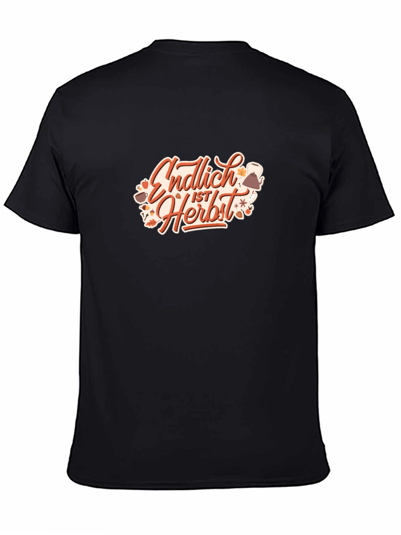 Autumn Is Here Graphic Tee - Black Cotton T-Shirt