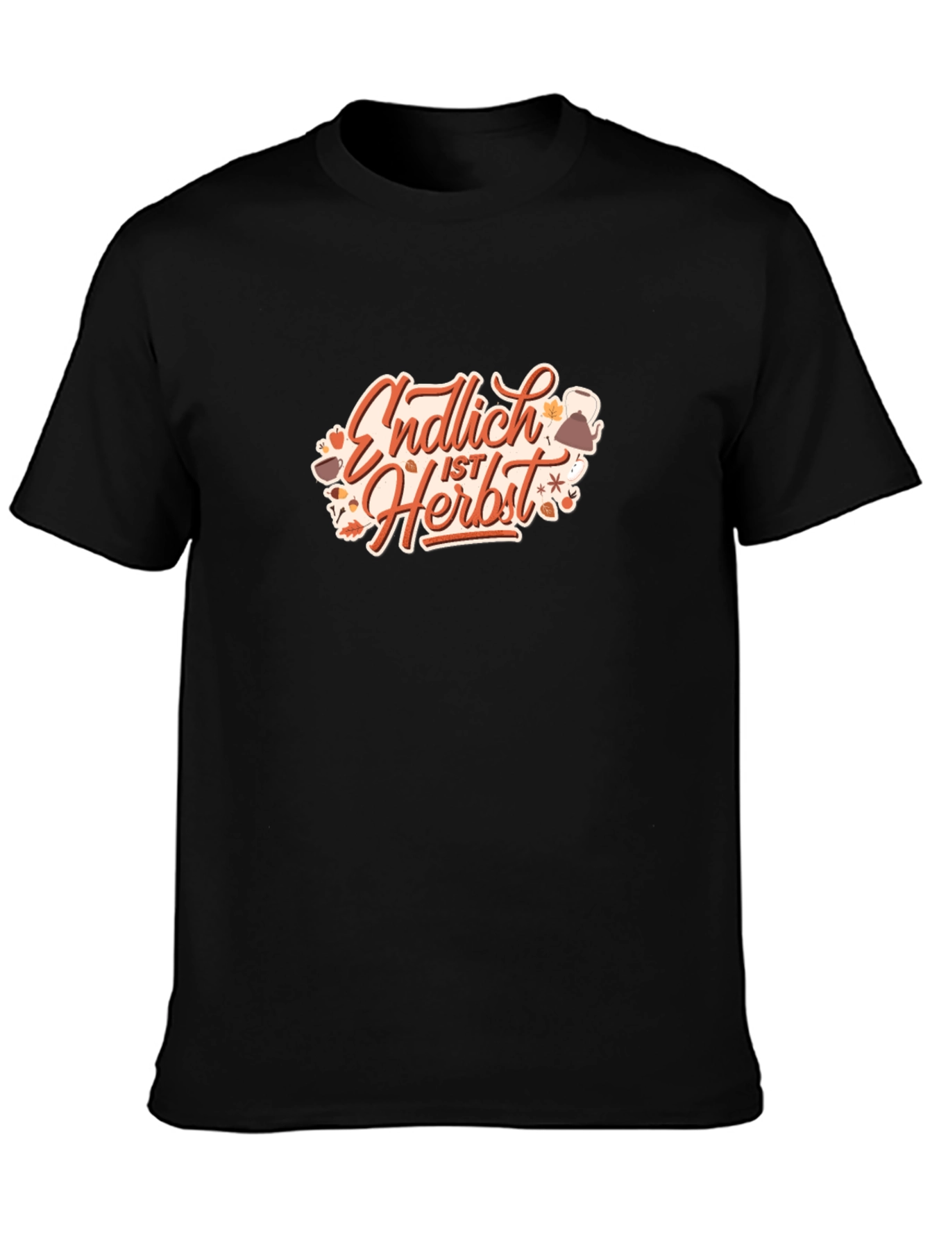 Autumn Is Here Graphic Tee - Black Cotton T-Shirt