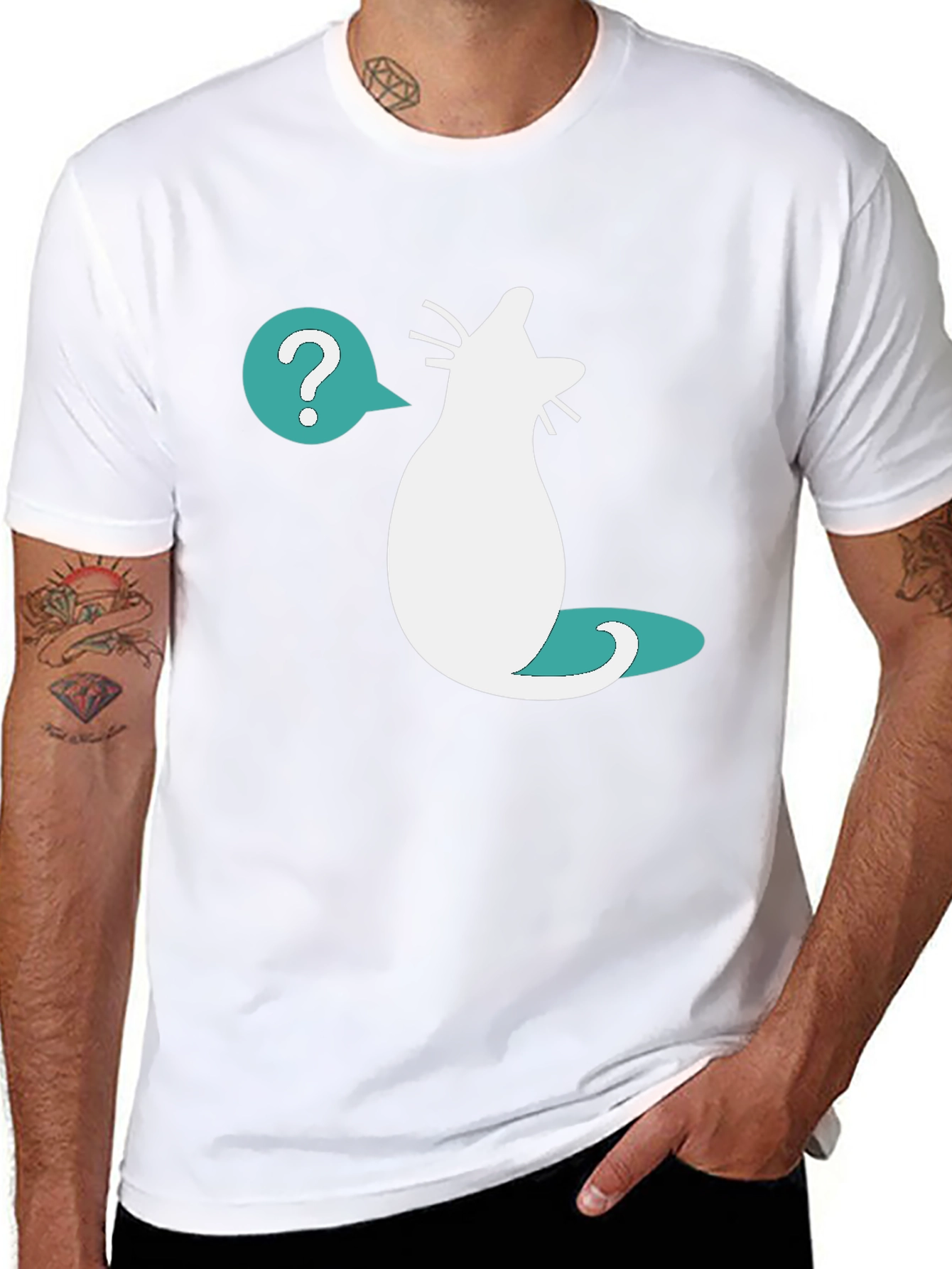 Curious Cat T-Shirt - Question Mark Design