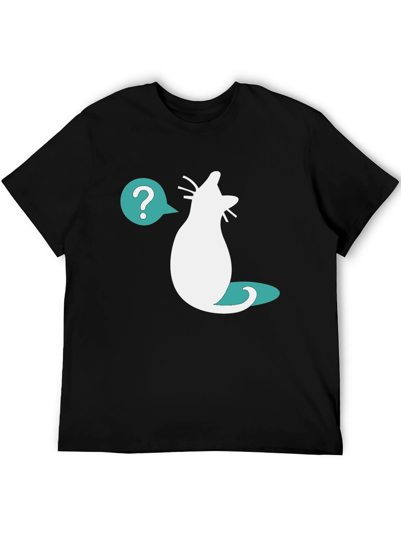 Curious Cat T-Shirt - Question Mark Design
