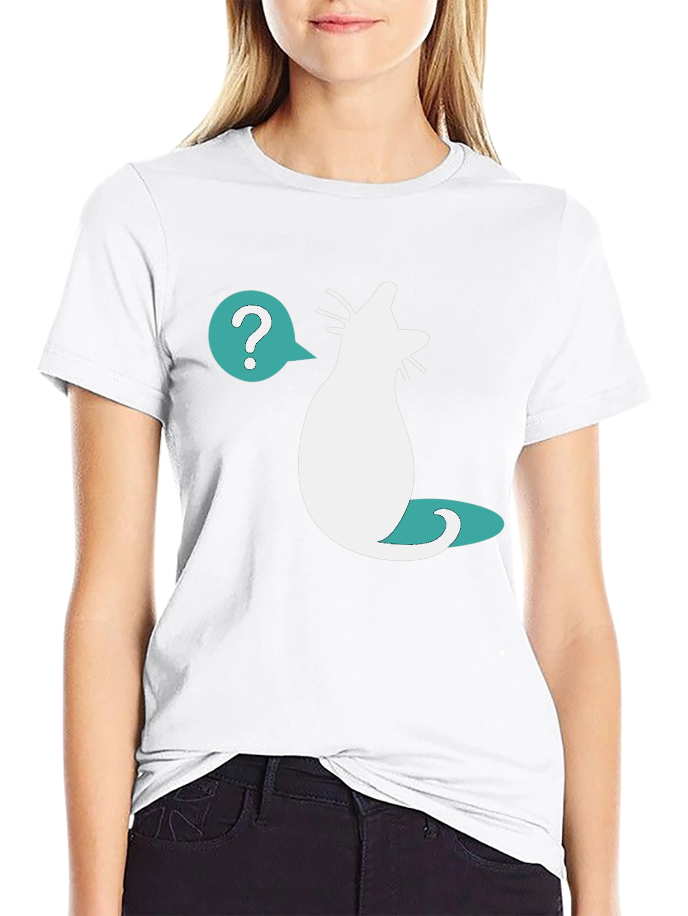 Curious Cat T-Shirt - Question Mark Design
