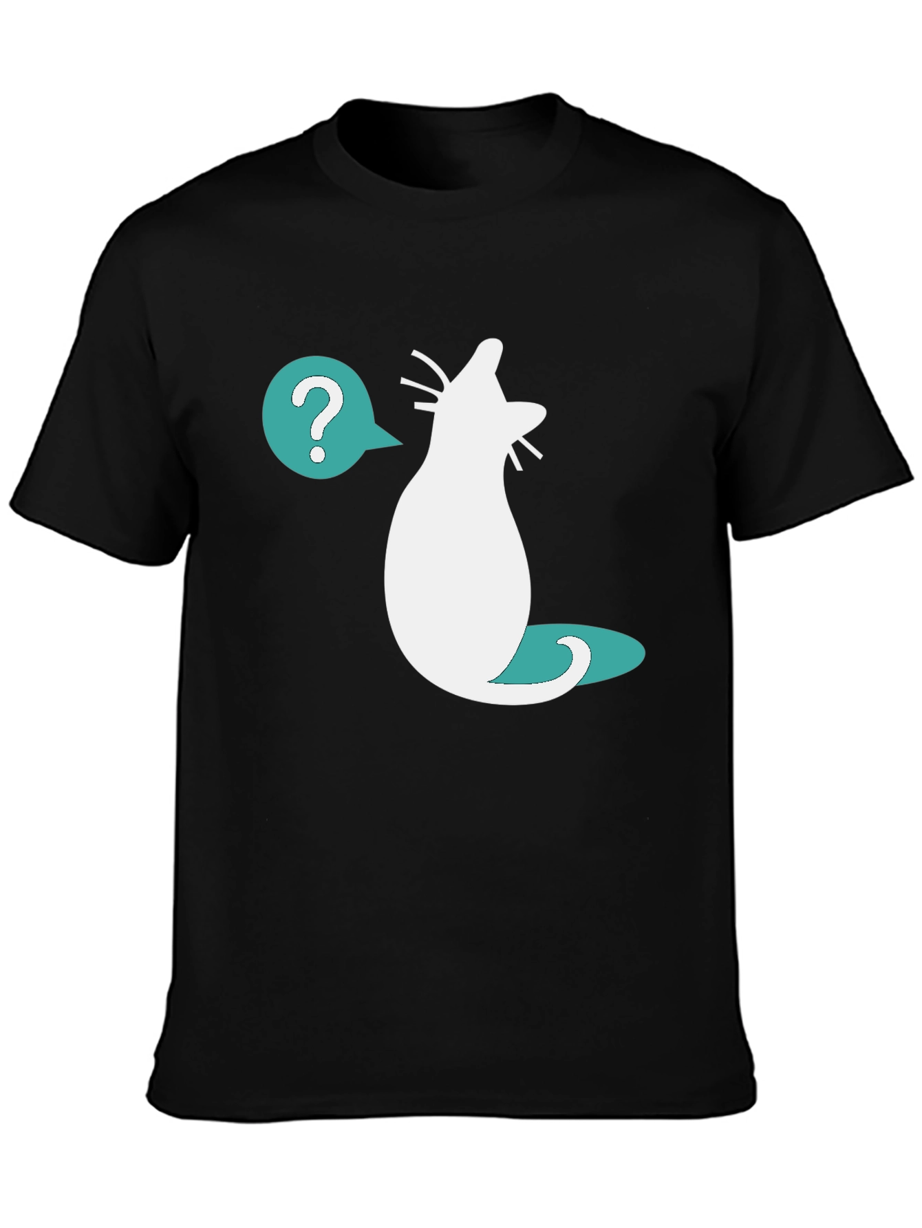 Curious Cat T-Shirt - Question Mark Design