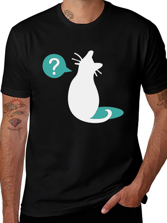 Curious Cat T-Shirt - Question Mark Design
