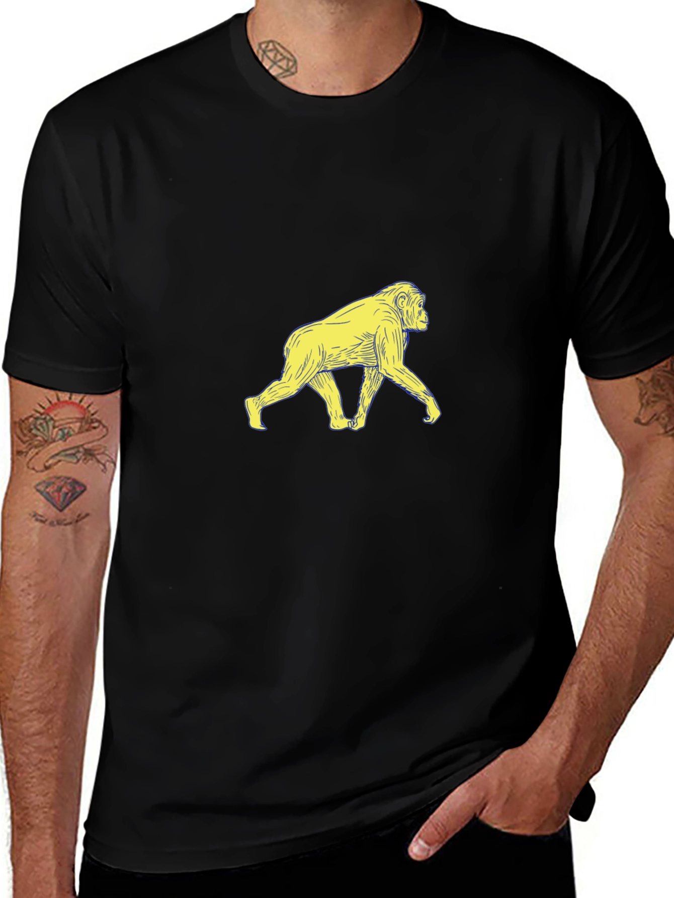 Monkey Graphic Print Mens Black T-Shirt